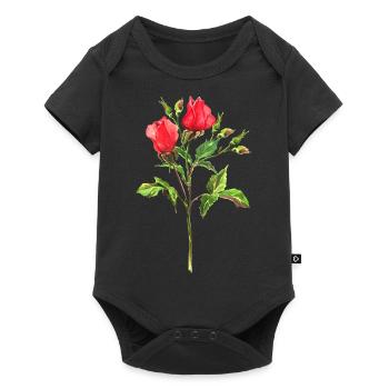 Blumen - Baby Premium Kurzarmbody - Schwarz - Vorne