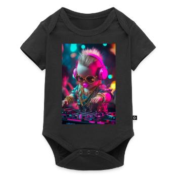 DJ Baby Droppin' Beats - Baby Premium Kurzarmbody - Schwarz - Vorne