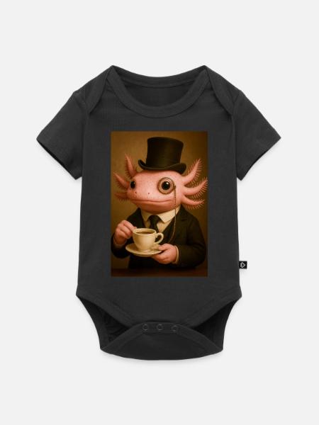 Eleganter Axolotl zum Kaffee - Baby Premium Kurzarmbody - Schwarz