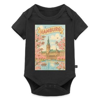 Le printemps à Hambourg avec les cerisiers en fleurs - Body à manches courtes Premium Bébé - noir - Devant