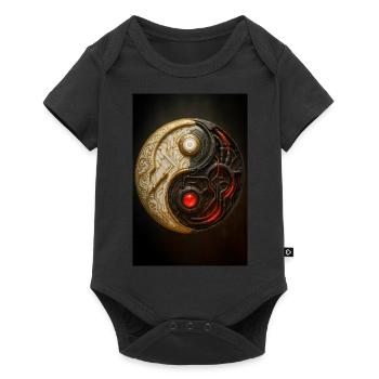 Cyber Yin Yang Gleichgewicht - Baby Premium Kurzarmbody - Schwarz - Vorne