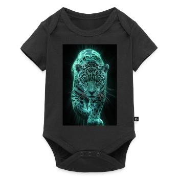 Neonfarbener Jaguar in Bewegung - Baby Premium Kurzarmbody - Schwarz - Vorne
