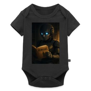 Curious Robot Reading About Humans - Baby Premium short-sleeve bodysuit - black - Front