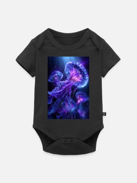 Neon Glow Qualle - Baby Premium Kurzarmbody - Schwarz