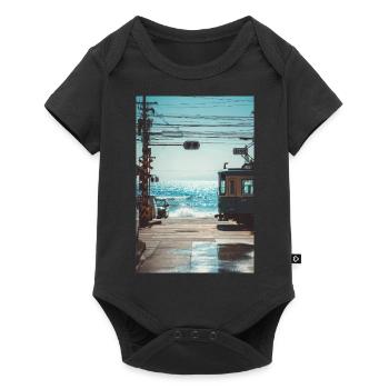 Seaside Japanese Train Crossing - Baby Premium short-sleeve bodysuit - black - Front