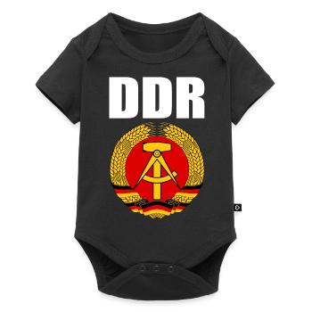 DDR Wappen mit weisser Schrift - Baby Premium short-sleeve bodysuit - black - Front