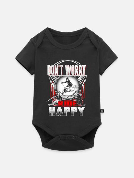 Ski happy - Baby Premium Kurzarmbody - Schwarz