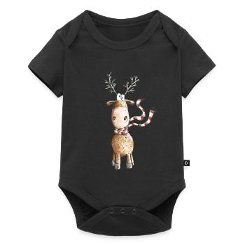 Witziges Rentier I Weihnachten Fun Comic Geschenk - Baby Premium Kurzarmbody - Schwarz - Vorne