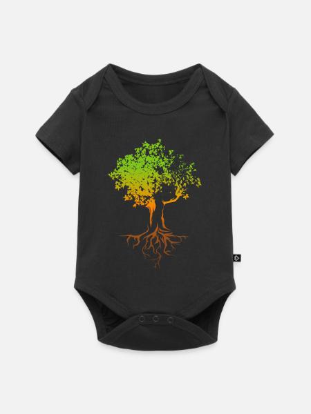 Baum Herbst Farben bunt Illustration Wald Natur - Baby Premium Kurzarmbody - Schwarz