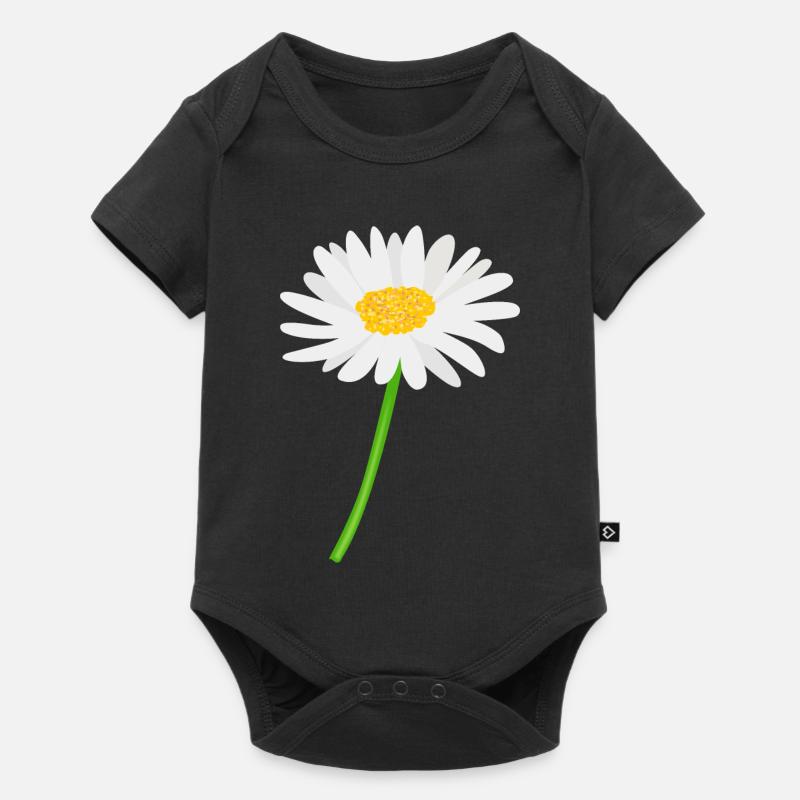 Blume Gänseblümchen mit Stiel - Baby Premium Kurzarmbody - Schwarz
