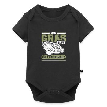 Rasentraktor Rasenroboter Rasenmäher Platzwart - Baby Premium Kurzarmbody - Schwarz - Vorne