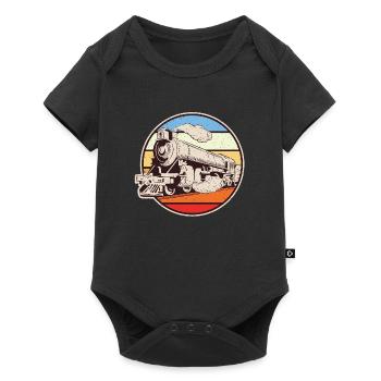 Zug Dampflok Schnarchen Modelleisenbahn Vintage - Baby Premium Kurzarmbody - Schwarz - Vorne
