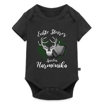 Echte Steierer spielen Harmonika steirische Steier - Baby Premium Kurzarmbody - Schwarz - Vorne