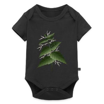 grande ortie avec de grandes feuilles vert foncé - Body à manches courtes Premium Bébé - noir - Devant