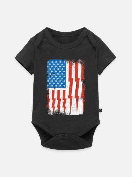 Elektriker US Flagge - Baby Premium Kurzarmbody - Schwarz