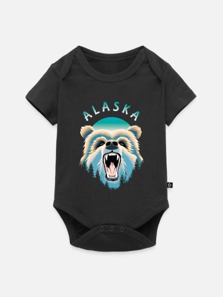 Alaska-Wildbär - Baby Premium Kurzarmbody - Schwarz