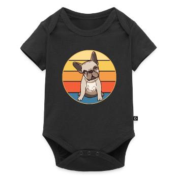 French Bulldog Dog Breed Vintage Retro Sunset - Baby Premium short-sleeve bodysuit - black - Front