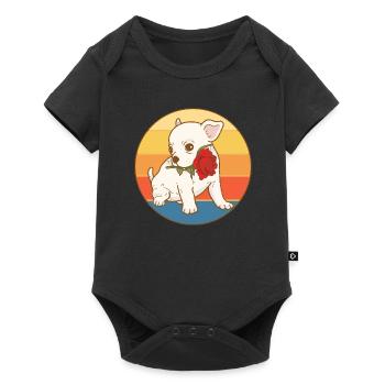 Cute Chihuahua Dog Breed Vintage Retro Sunset - Baby Premium short-sleeve bodysuit - black - Front