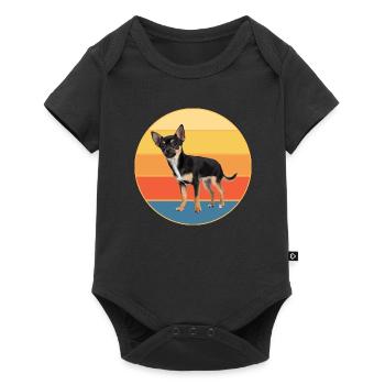 Mignon Chihuahua Dog Breed Vintage Retro Sunset - Body à manches courtes Premium Bébé - noir - Devant