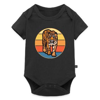 Tiger Big Cat Vintage Retro Sunset - Baby Premium short-sleeve bodysuit - black - Front