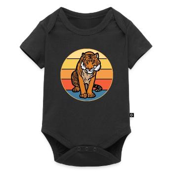 Tiger Big Cat Vintage Retro Sunset - Body à manches courtes Premium Bébé - noir - Devant
