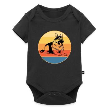 German Shepherd Dog Breed Vintage Retro Sunset - Baby Premium short-sleeve bodysuit - black - Front
