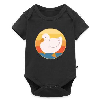 Niedliche Ente Vintage Retro Sonnenuntergang Tierliebhaber Design - Baby Premium Kurzarmbody - Schwarz - Vorne