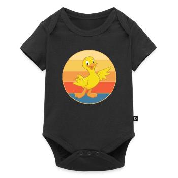 Niedliche Ente Vintage Retro Sonnenuntergang Tierliebhaber Design - Baby Premium Kurzarmbody - Schwarz - Vorne