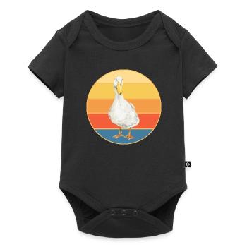 Niedliche Ente Vintage Retro Sonnenuntergang Tierliebhaber Design - Baby Premium Kurzarmbody - Schwarz - Vorne