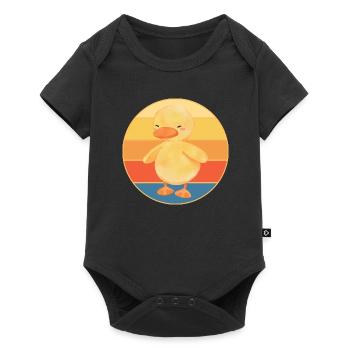 Niedliche Ente Vintage Retro Sonnenuntergang Tierliebhaber Design - Baby Premium Kurzarmbody - Schwarz - Vorne