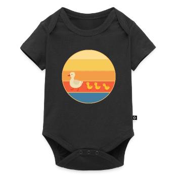 Niedliche Ente Vintage Retro Sonnenuntergang Tierliebhaber Design - Baby Premium Kurzarmbody - Schwarz - Vorne