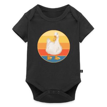 Niedliche Ente Vintage Retro Sonnenuntergang Tierliebhaber Design - Baby Premium Kurzarmbody - Schwarz - Vorne