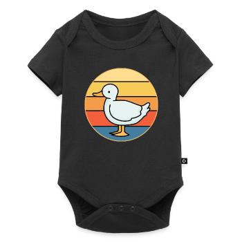 Niedliche Ente Vintage Retro Sonnenuntergang Tierliebhaber Design - Baby Premium Kurzarmbody - Schwarz - Vorne