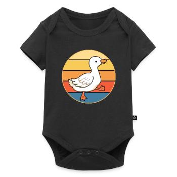 Niedliche Ente Vintage Retro Sonnenuntergang Tierliebhaber Design - Baby Premium Kurzarmbody - Schwarz - Vorne