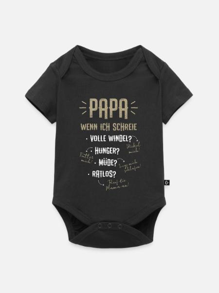 Papas Anleitung - Baby Premium Kurzarmbody - Schwarz
