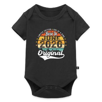 Born in June 2020 Birthday Gift June 2020 - Baby Premium Kurzarmbody - Schwarz - Vorne