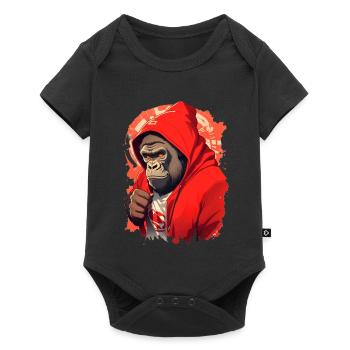 Gorille à capuche rouge - Body à manches courtes Premium Bébé - noir - Devant