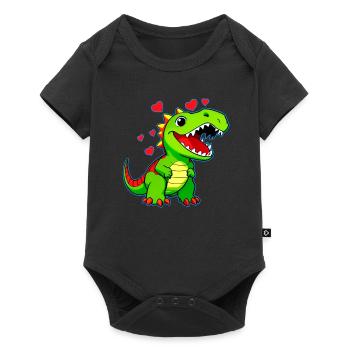 Cute cartoon dinosaur with hearts - Baby Premium short-sleeve bodysuit - black - Front