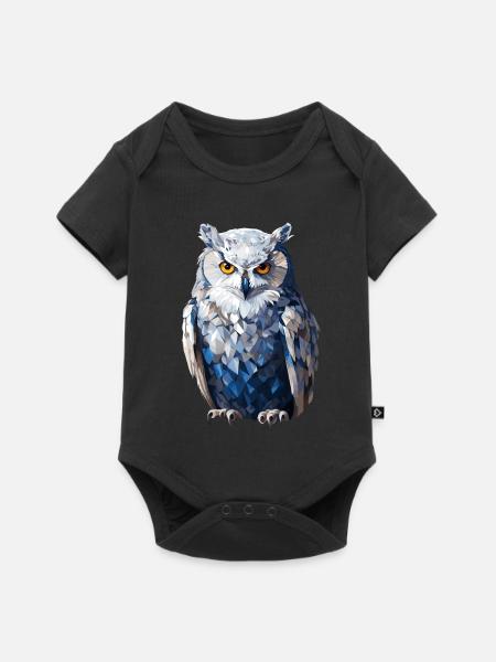 Schnee - Eule im Polygon Stil - Baby Premium Kurzarmbody - Schwarz