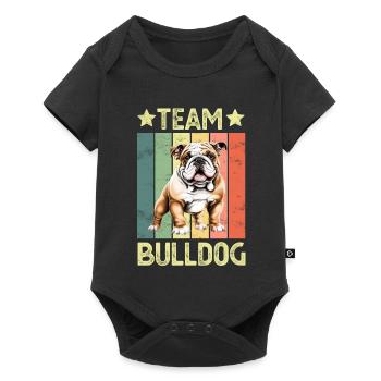 Hund Englische Bulldogge - Baby Premium Kurzarmbody - Schwarz - Vorne