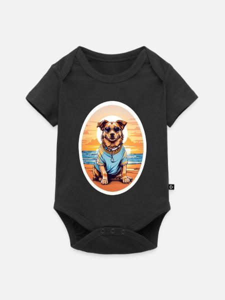 Hund am Strand - Baby Premium Kurzarmbody - Schwarz