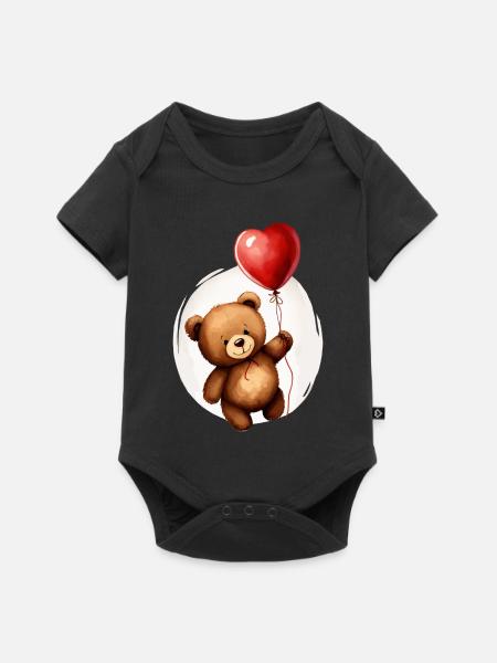 Bär mit Ballon - Baby Premium Kurzarmbody - Schwarz