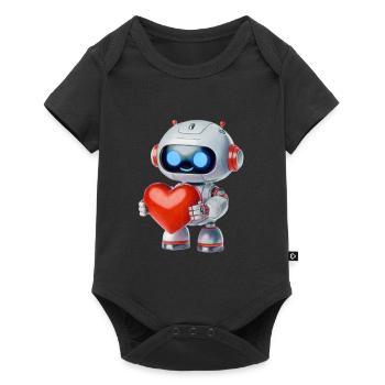 Robots with a heart - Baby Premium short-sleeve bodysuit - black - Front