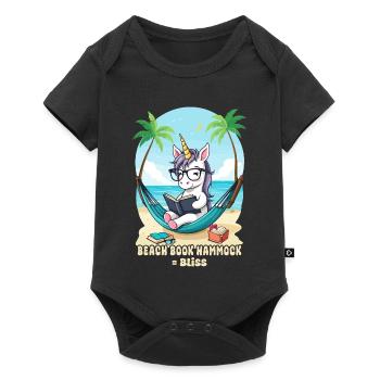 Unicorn with book - Baby Premium short-sleeve bodysuit - black - Front