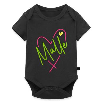 Malle Herz bunt (Farbwechsel alle Farben änderbar) - Baby Premium Kurzarmbody - Schwarz - Vorne