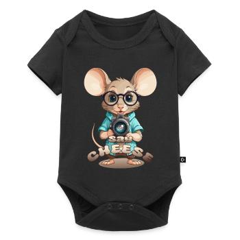 Souris avec caméra - Body à manches courtes Premium Bébé - noir - Devant