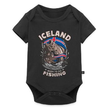 ICELAND - born to go - FISHING - Baby Premium short-sleeve bodysuit - black - Front