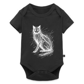 Abstract Cat Portrait with Wildcut Lines - Baby Premium short-sleeve bodysuit - black - Front