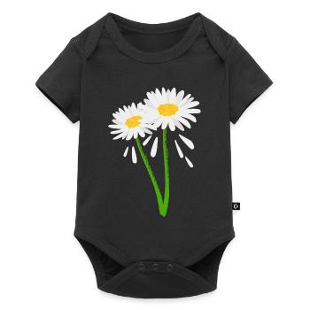 Fleur décorative sur tige verte - Body à manches courtes Premium Bébé - noir - Devant