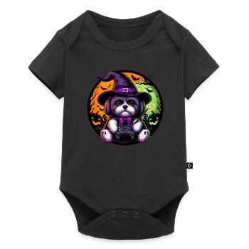 Halloween-Outfits mit Shih Tzu Hund Computerspiel - Baby Premium Kurzarmbody - Schwarz - Vorne